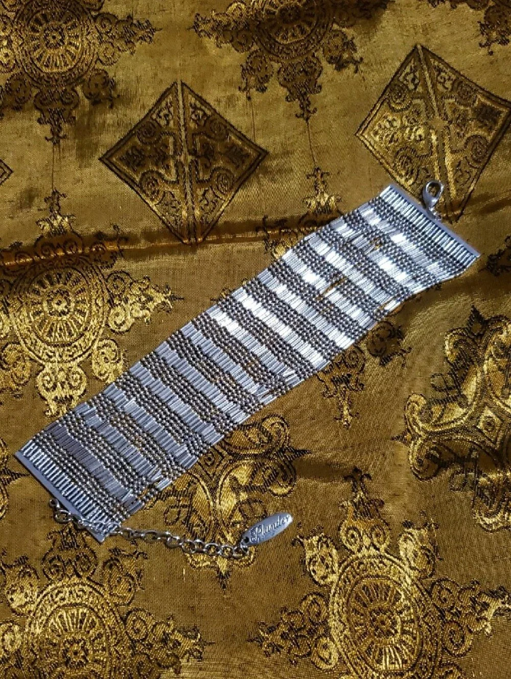 NWT-Plunder Silver Toned Beaded Wide Bracelet